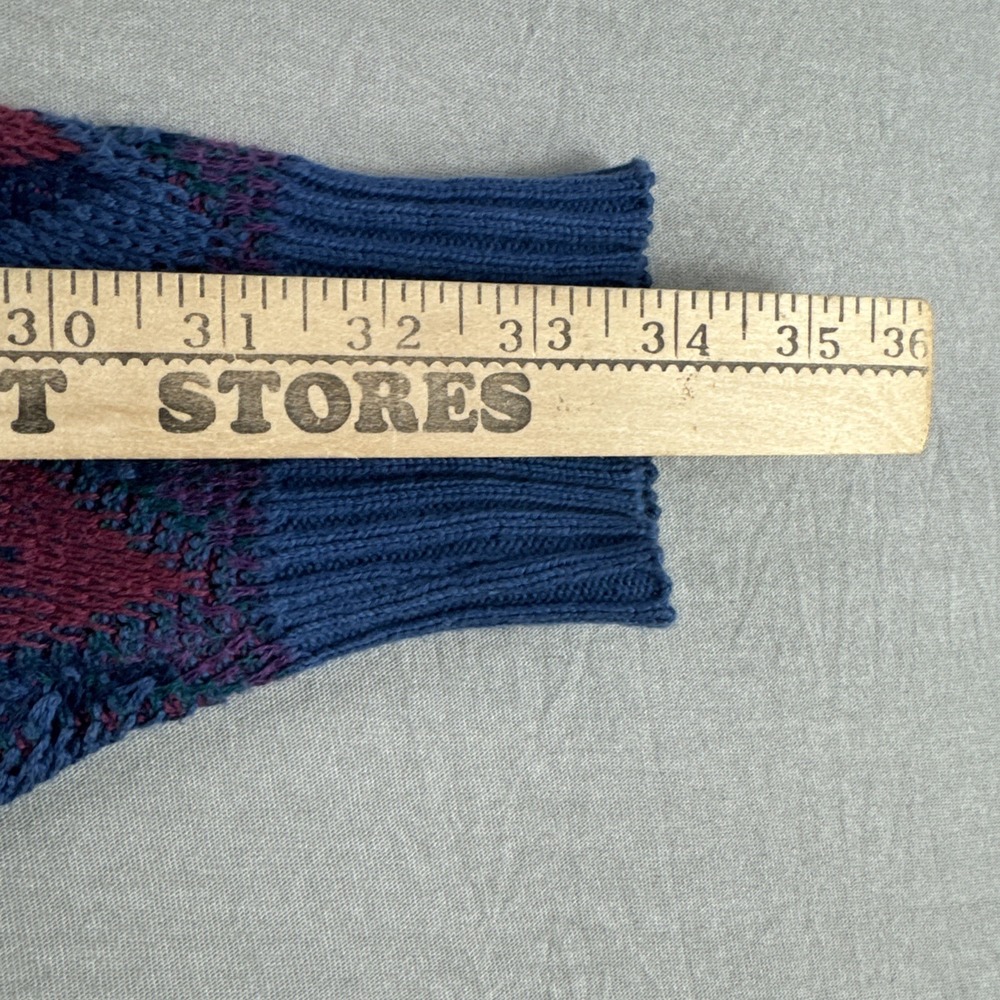 Vintage Isle of Cotton Sweater Mens M Diamond Blue Sweatshirt Cosby Grandpa 90s - Picture 5 of 6